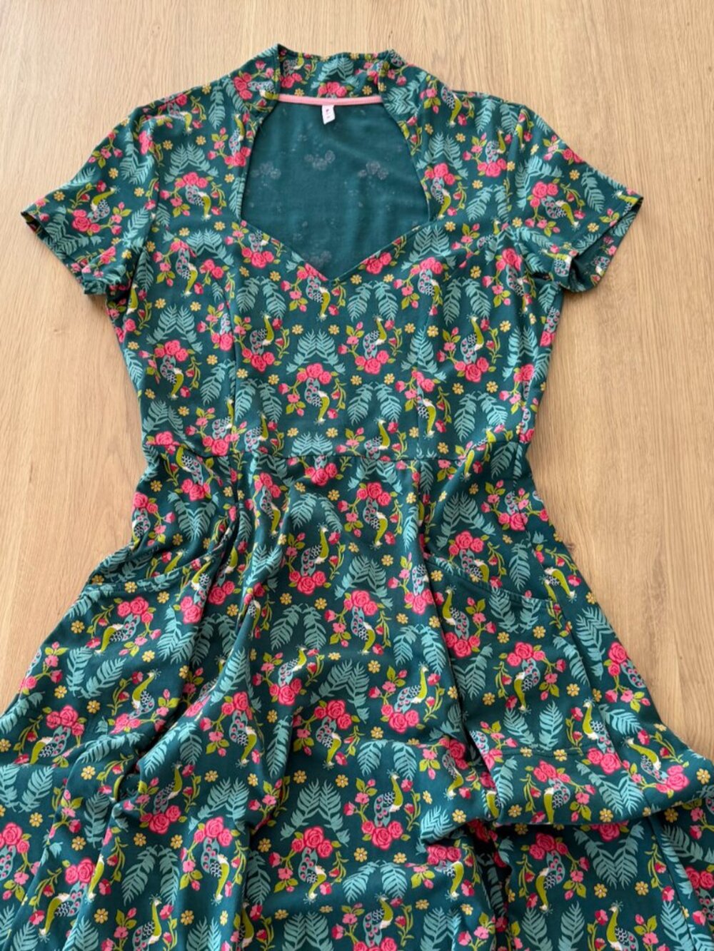 Organic Cotton, Green Midi Dress, German Brand Blutsgeschwister Size M